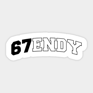 Six Seven 67ENDY, fun collegiate look, 6 7 meme Sticker